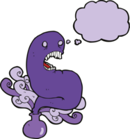 cartoon halloween ghost in bottle with thought bubble png
