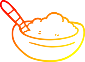 warm gradient line drawing of a cartoon bowl of polenta png