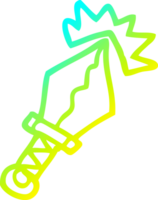 cold gradient line drawing of a cartoon sharp dagger png