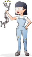 hand drawn cartoon female electrician png