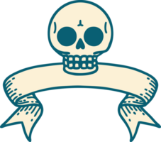 tatuaje tradicional con estandarte de una calavera png