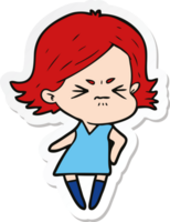 sticker of a cartoon angry woman png