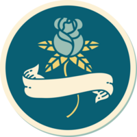 sticker of tattoo in traditional style of a rose and banner png