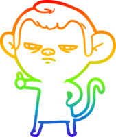 rainbow gradient line drawing of a cartoon annoyed monkey png