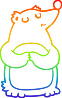 rainbow gradient line drawing of a cartoon bear png
