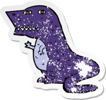 retro distressed sticker of a cartoon dinosaur png