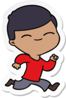 sticker of a cartoon smiling boy running png