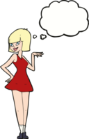 cartoon pretty woman with thought bubble png