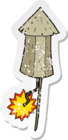 retro distressed sticker of a cartoon old wooden firework png