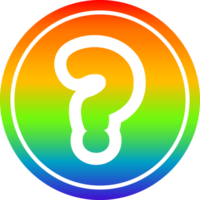 vraag Mark circulaire icoon met regenboog helling af hebben png