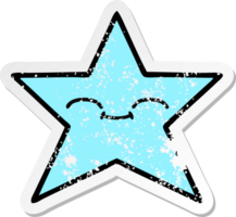 distressed sticker of a cute cartoon star fish png