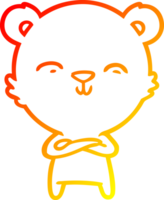 warm gradient line drawing of a happy cartoon polar bear png