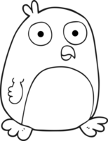 hand drawn black and white cartoon bird png