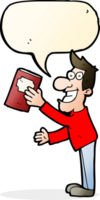 Cartoon-Mann mit Buch mit Sprechblase png