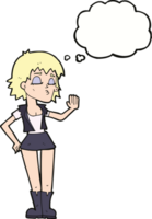 cartoon cool girl with thought bubble png