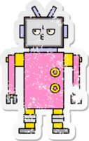 distressed sticker of a cute cartoon robot png