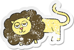 autocollant rétro en détresse d'un lion de dessin animé png