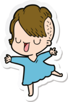 sticker of a cute cartoon girl with hipster haircut png