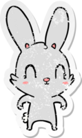 distressed sticker of a cute cartoon rabbit png