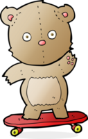 ours en peluche dessin animé sur planche à roulettes png