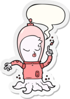 söt tecknad serie utomjording med Tal bubbla klistermärke png