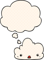 cute cartoon cloud with thought bubble in comic book style png