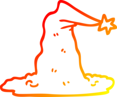 warm gradient line drawing of a cartoon wizard hat png