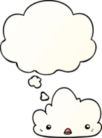 cute cartoon cloud with thought bubble in smooth gradient style png