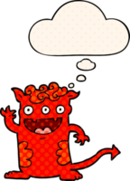 cartoon halloween monster with thought bubble in comic book style png