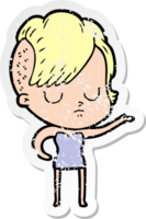 distressed sticker of a cartoon woman png