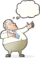 cartoon exasperated middle aged man with thought bubble png