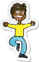 retro noodlijdende sticker van een cartoon opgewonden jongen png