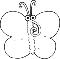 hand drawn black and white cartoon butterfly png
