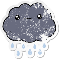 pegatina angustiada de una nube de dibujos animados png