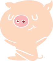 porco de desenho animado de estilo de cor plana feliz png