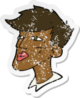 retro noodlijdende sticker van een cartoon mannelijk model man png