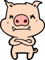 cerdo de dibujos animados enojado png