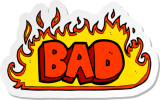 sticker of a flaming bad sign png