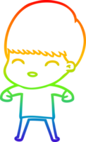 rainbow gradient line drawing of a happy cartoon boy png