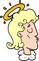 dessin animé doodle visage d'ange png