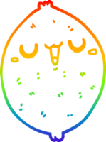 rainbow gradient line drawing of a cartoon happy lemon png