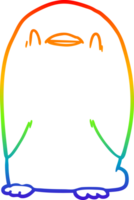 rainbow gradient line drawing of a cartoon penguin png