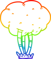 rainbow gradient line drawing of a Cartoon tree png