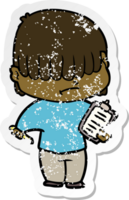 distressed sticker of a cartoon boy with untidy hair png