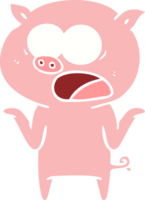 cochon de dessin animé de style couleur plat criant png