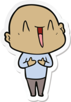 sticker of a happy cartoon bald man png