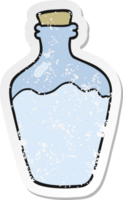 retro distressed sticker of a cartoon water bottle png