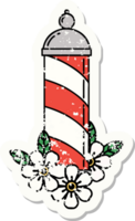 distressed sticker tattoo in traditional style of a barbers pole png