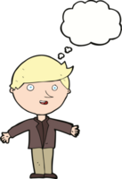 cartoon man in casual jacket with thought bubble png