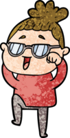 cartoon happy woman wearing spectacles png